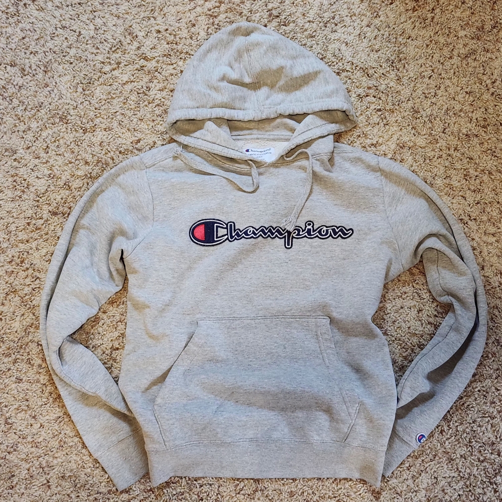 Champion Light Gray Hoodie with Logo